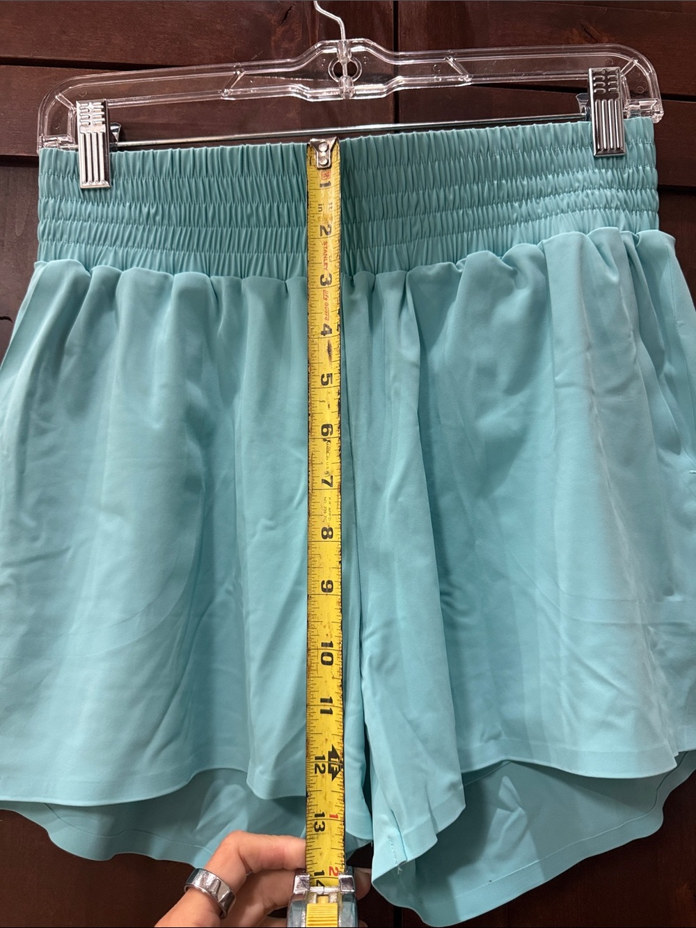 ZYIA Light Aqua Smocked Waist Athletic Shorts - Picture 6 of 7